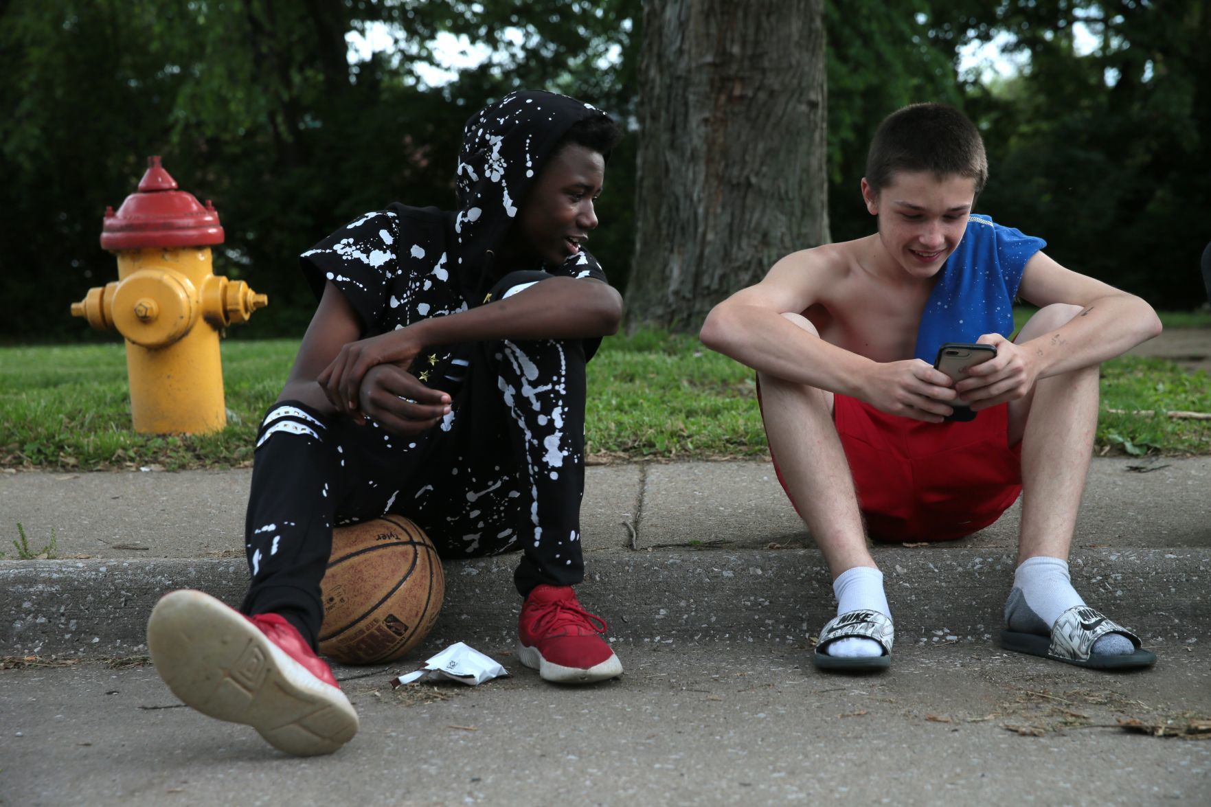 Younger Ferguson friends play and work together